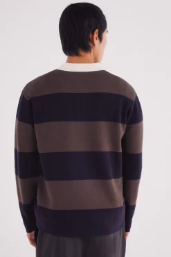 Pull polo à larges rayures