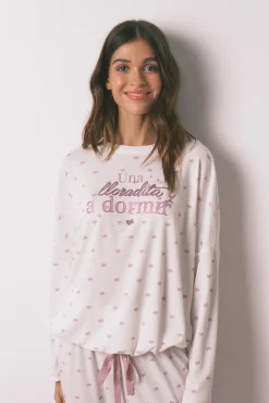 Pyjama long en tricot gaufr&eacute;