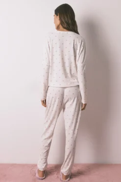 Pyjama long en tricot gaufr&eacute;