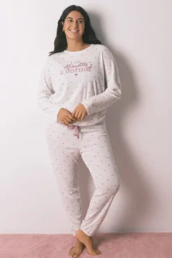 Pyjama long en tricot gaufr&eacute;