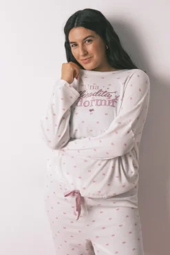 Pyjama long en tricot gaufr&eacute;
