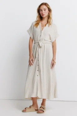 Robe chemise &agrave; rayures