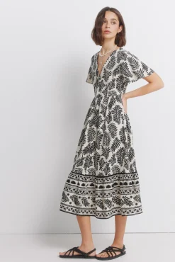 Robe chemise midi imprim&eacute;e