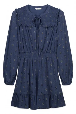 Robe courte à manches longues à volants