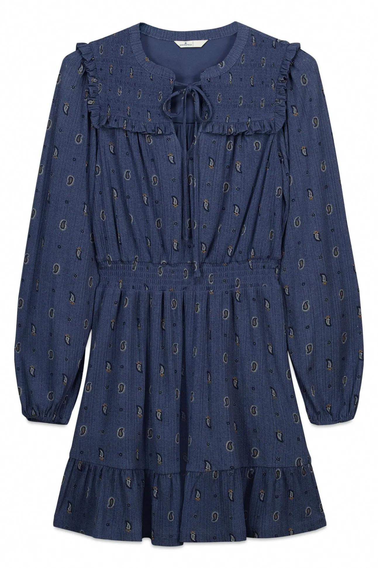 Robe courte à manches longues à volants