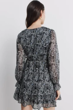 Robe courte imprim&eacute;e manches longues