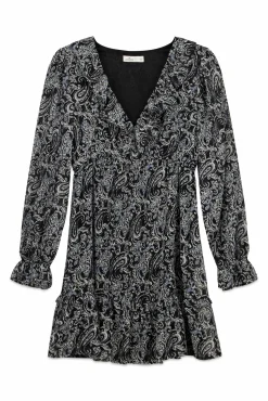 Robe courte imprim&eacute;e manches longues