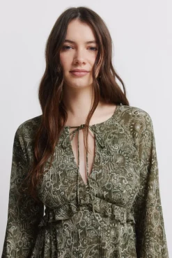 Robe courte imprim&eacute;e verte