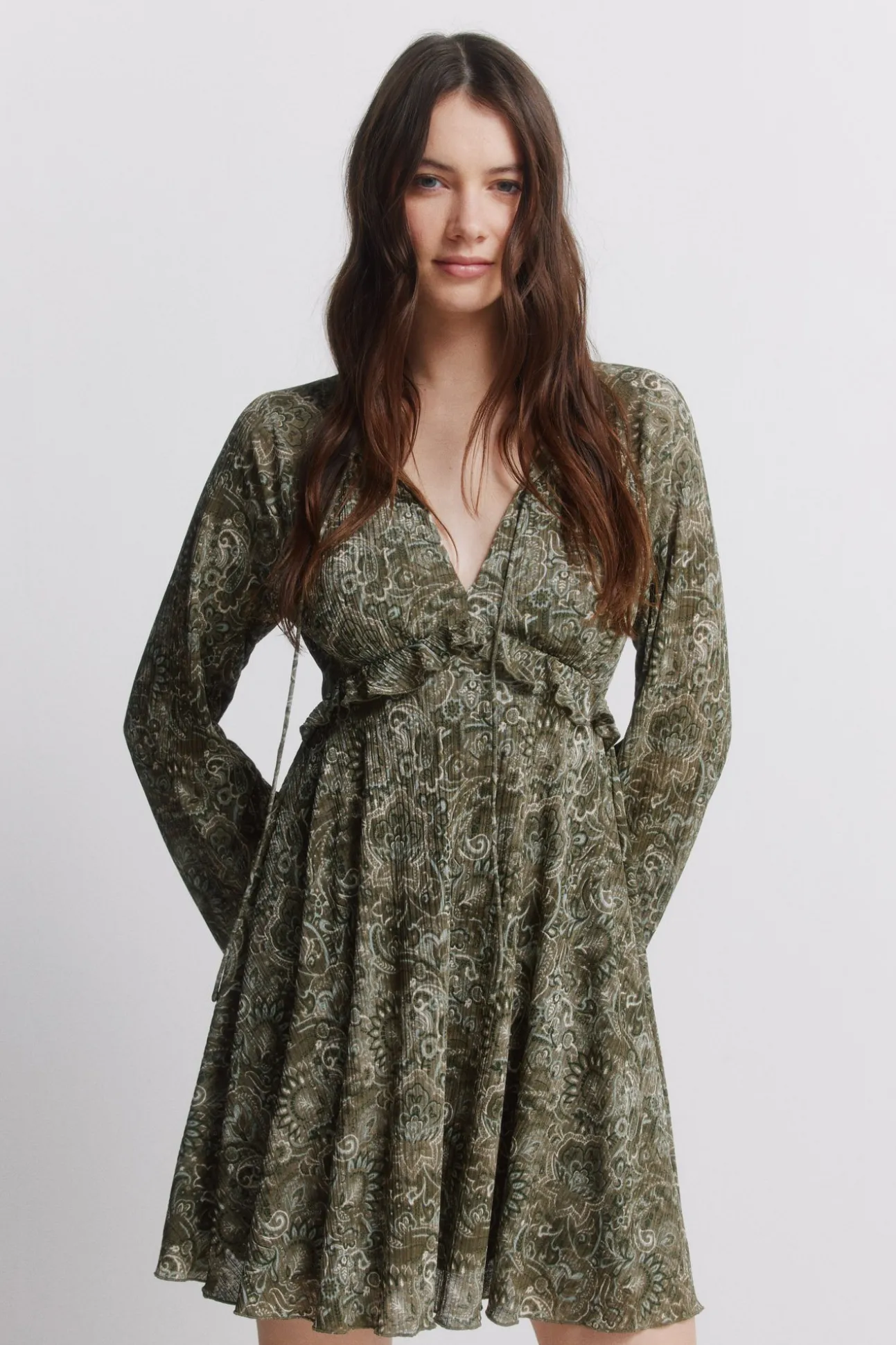 Robe courte imprimée verte
