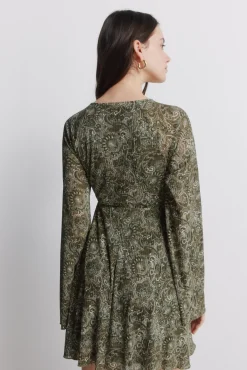 Robe courte imprimée verte