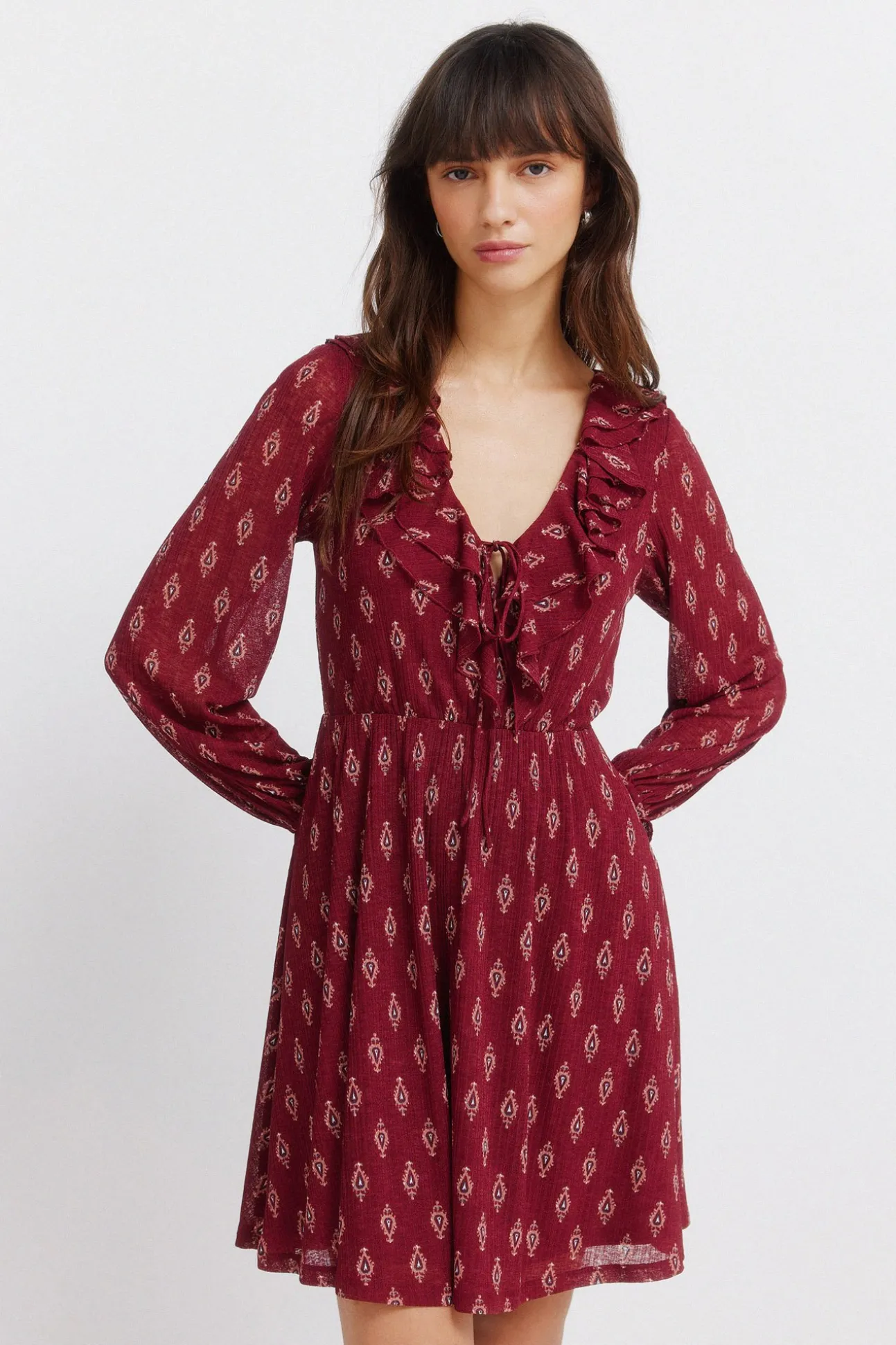 Robe courte imprimée à volants
