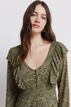 Robe imprim&eacute;e verte