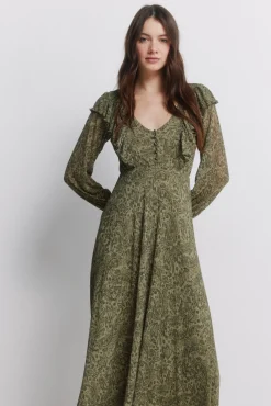 Robe imprim&eacute;e verte