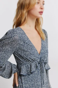 Robe midi &agrave; volant