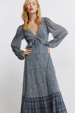 Robe midi &agrave; volant