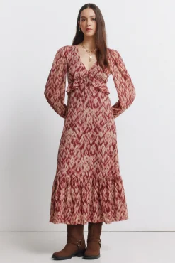 Robe midi &agrave; volant