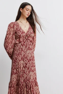 Robe midi &agrave; volant