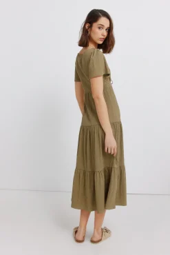 Robe midi &agrave; volants