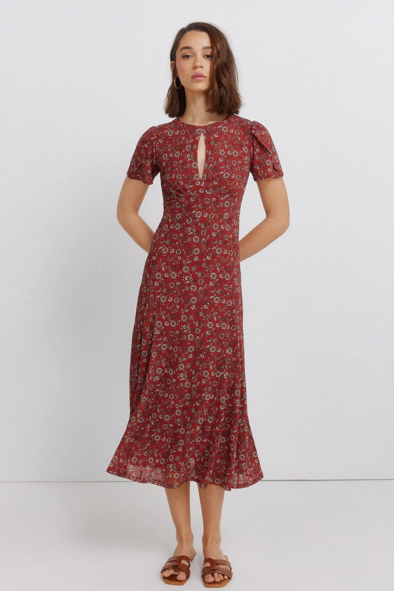 Robe midi col choker imprimée