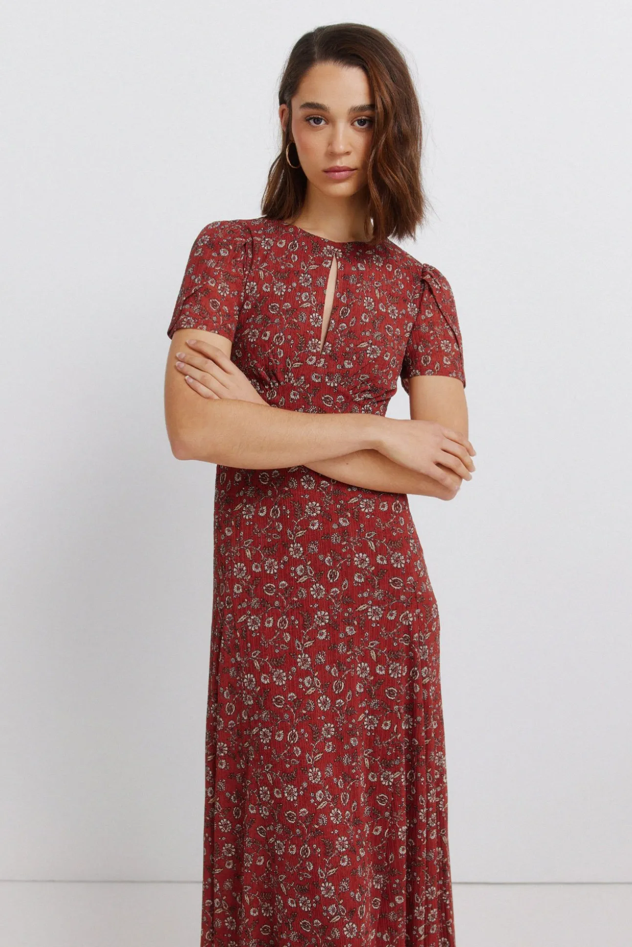 Robe midi col choker imprimée