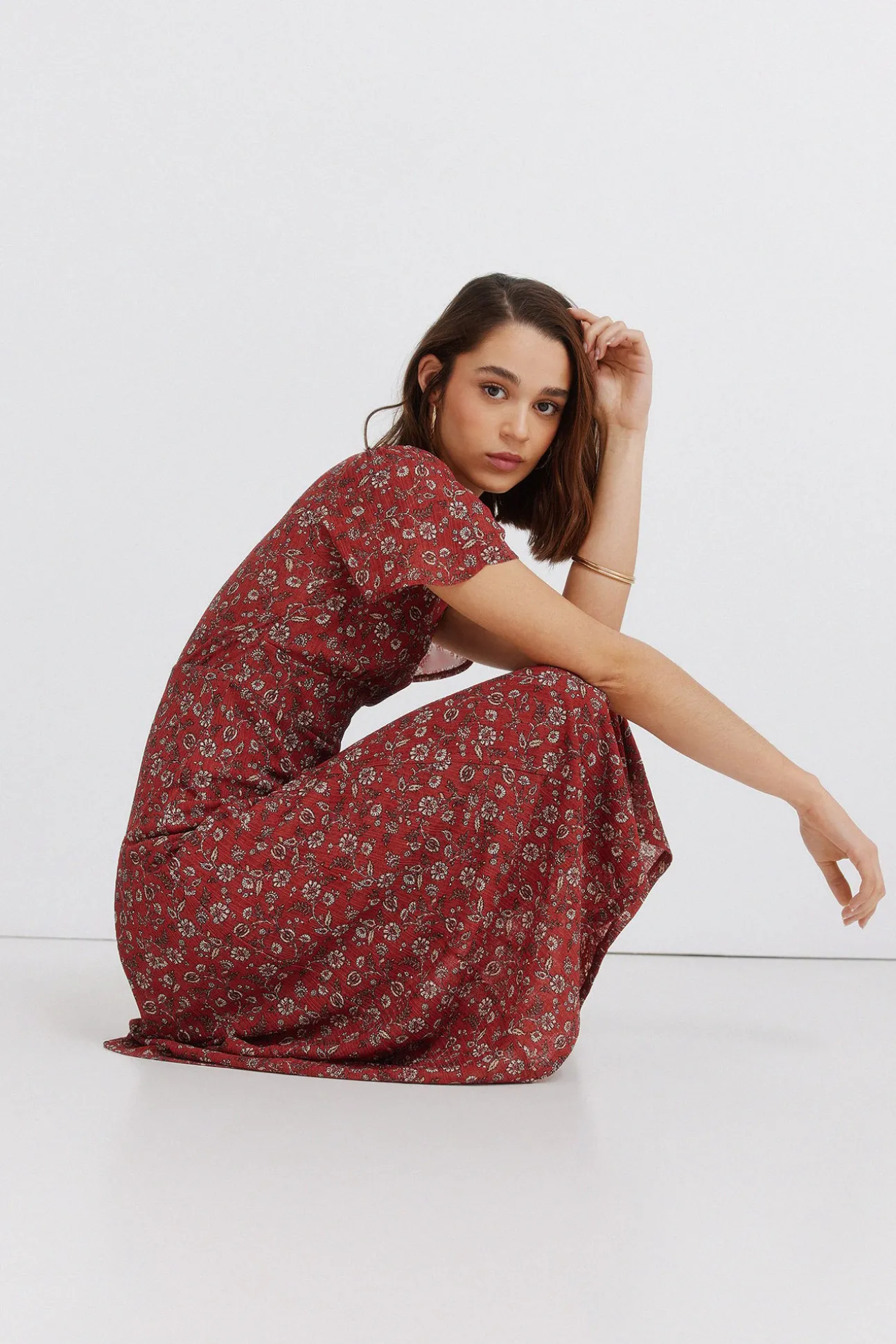 Robe midi col choker imprimée