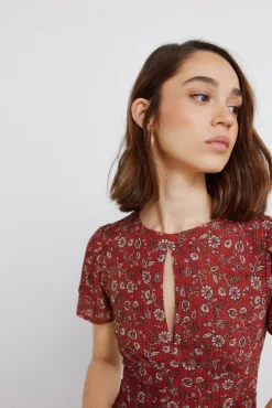 Robe midi col choker imprimée