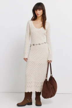 Robe midi en maille pointelle