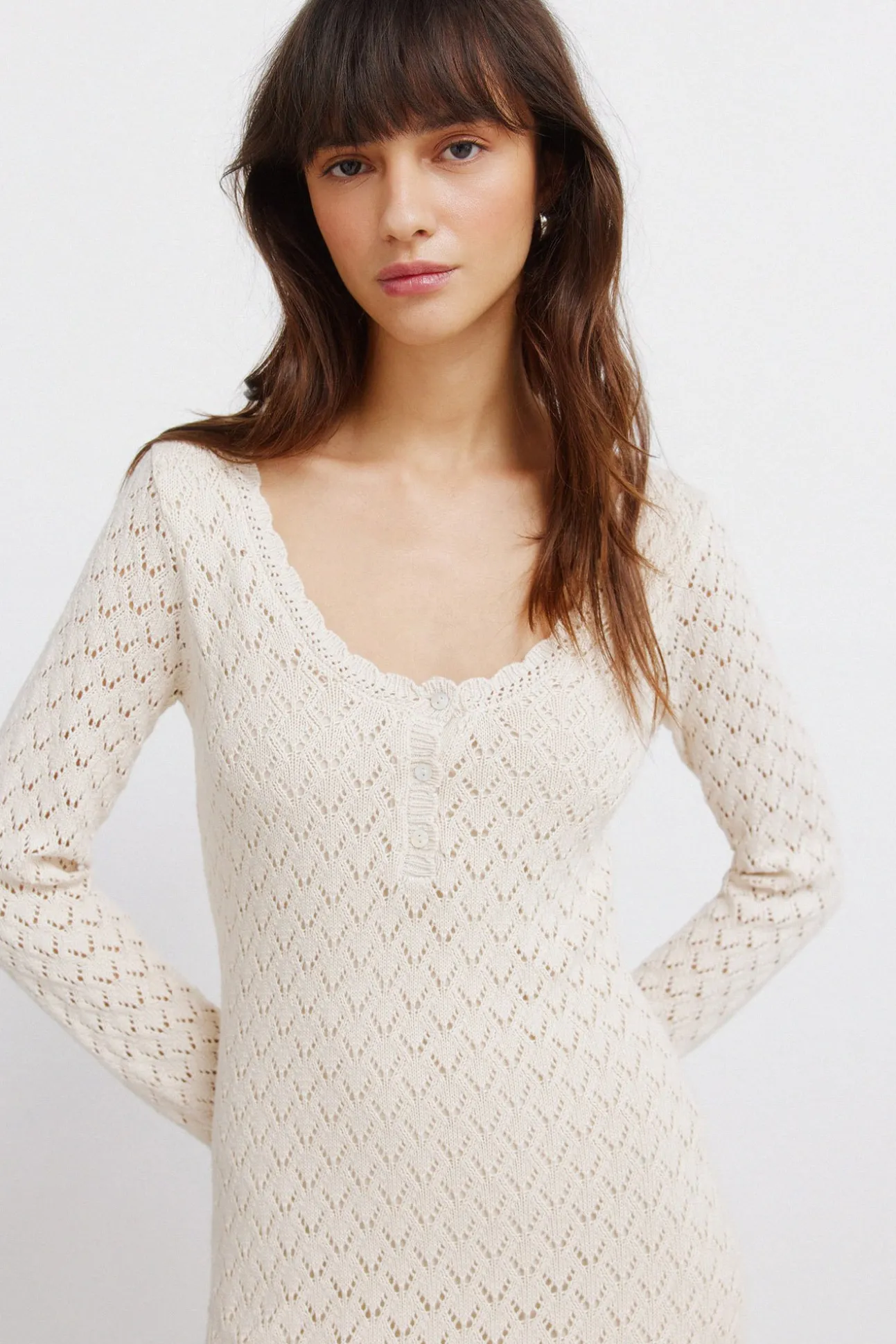 Robe midi en maille pointelle