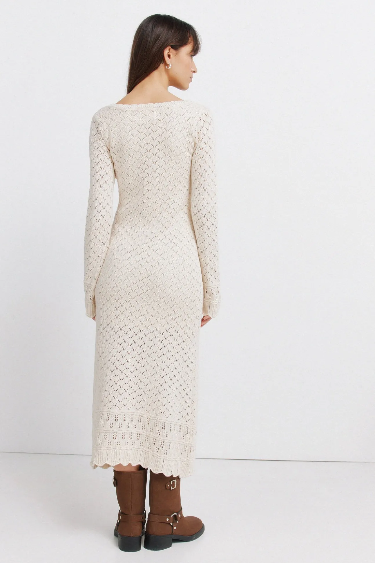 Robe midi en maille pointelle