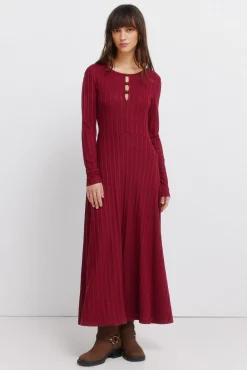 Robe midi en maille rouge