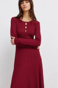 Robe midi en maille rouge