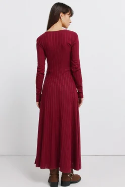 Robe midi en maille rouge