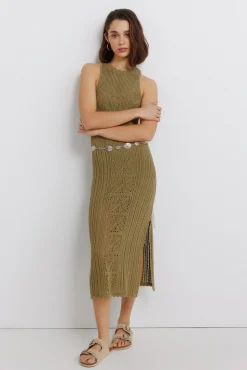 Robe midi en pointelle
