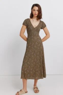 Robe midi imprimé frise