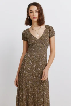 Robe midi imprim&eacute; frise