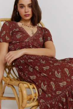 Robe midi imprim&eacute; frise