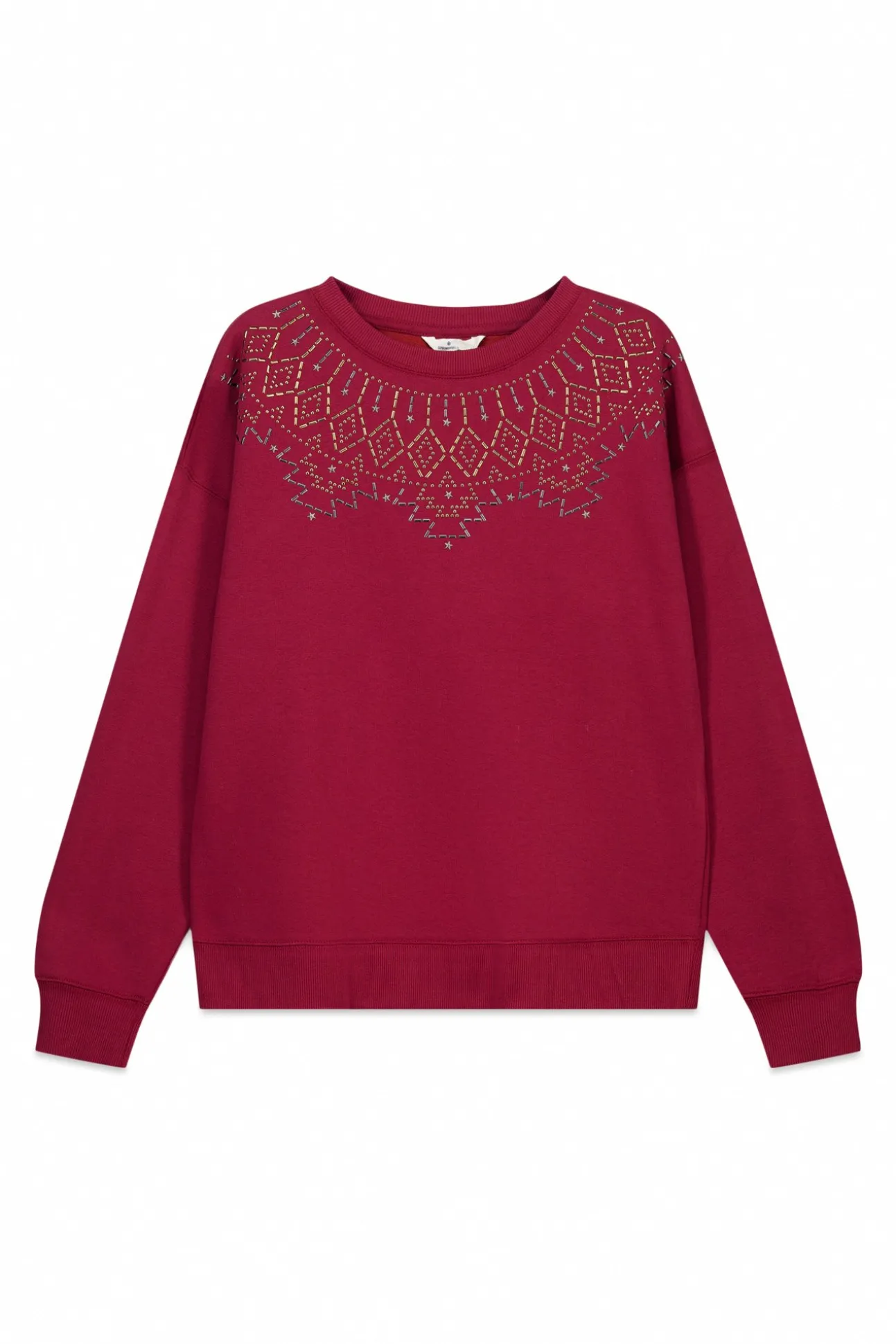 sweat-shirt à col bohème avec applications