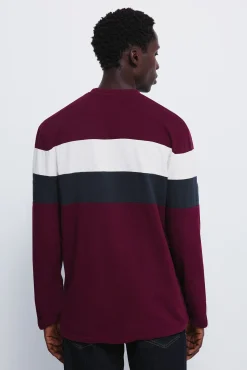 T-shirt &agrave; manche longues en piqu&eacute; d&eacute;coup&eacute;