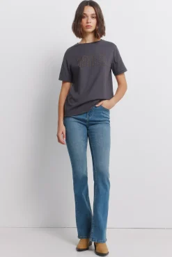 T-shirt &agrave; manches courtes &agrave; clous en coton