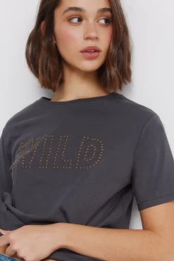 T-shirt &agrave; manches courtes &agrave; clous en coton