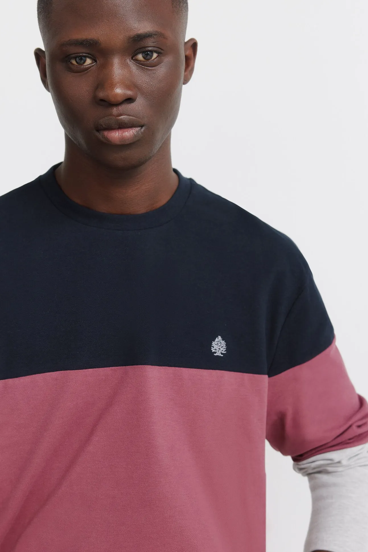 t-shirt à manches longues en piqué à blocs