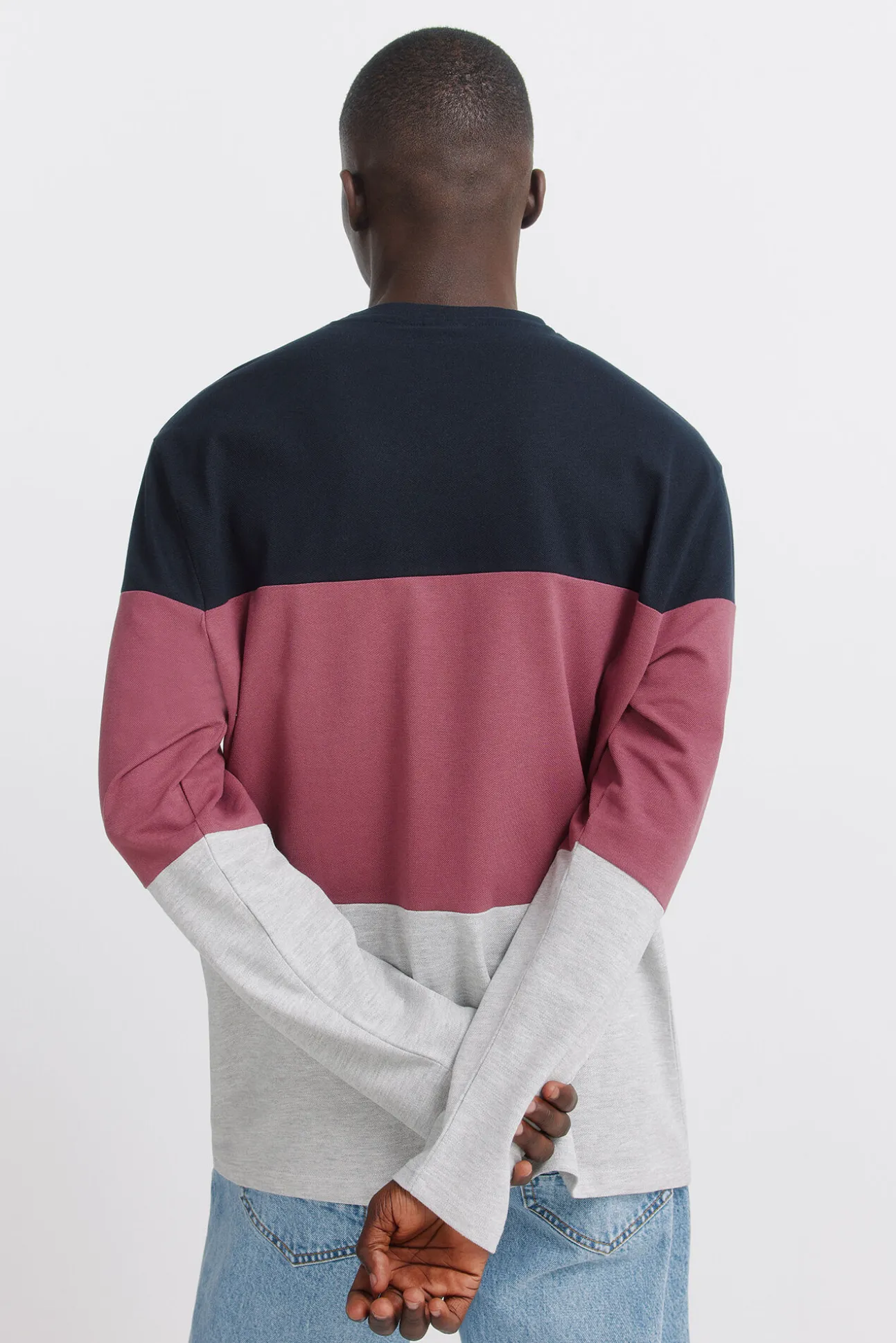 t-shirt à manches longues en piqué à blocs