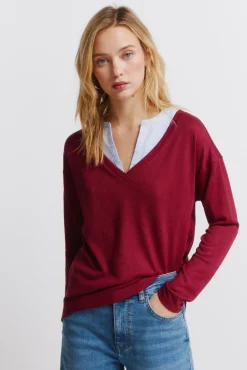 T-shirt à manches longues décolleté en V