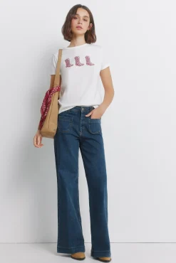 T-shirt &agrave; manches retrouss&eacute;es