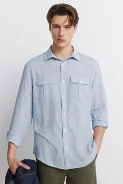 T-shirt à poches en lin et viscose