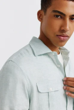 T-shirt &agrave; poches en lin et viscose