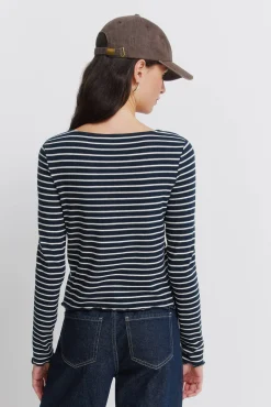 T-shirt à rayures avec boutons
