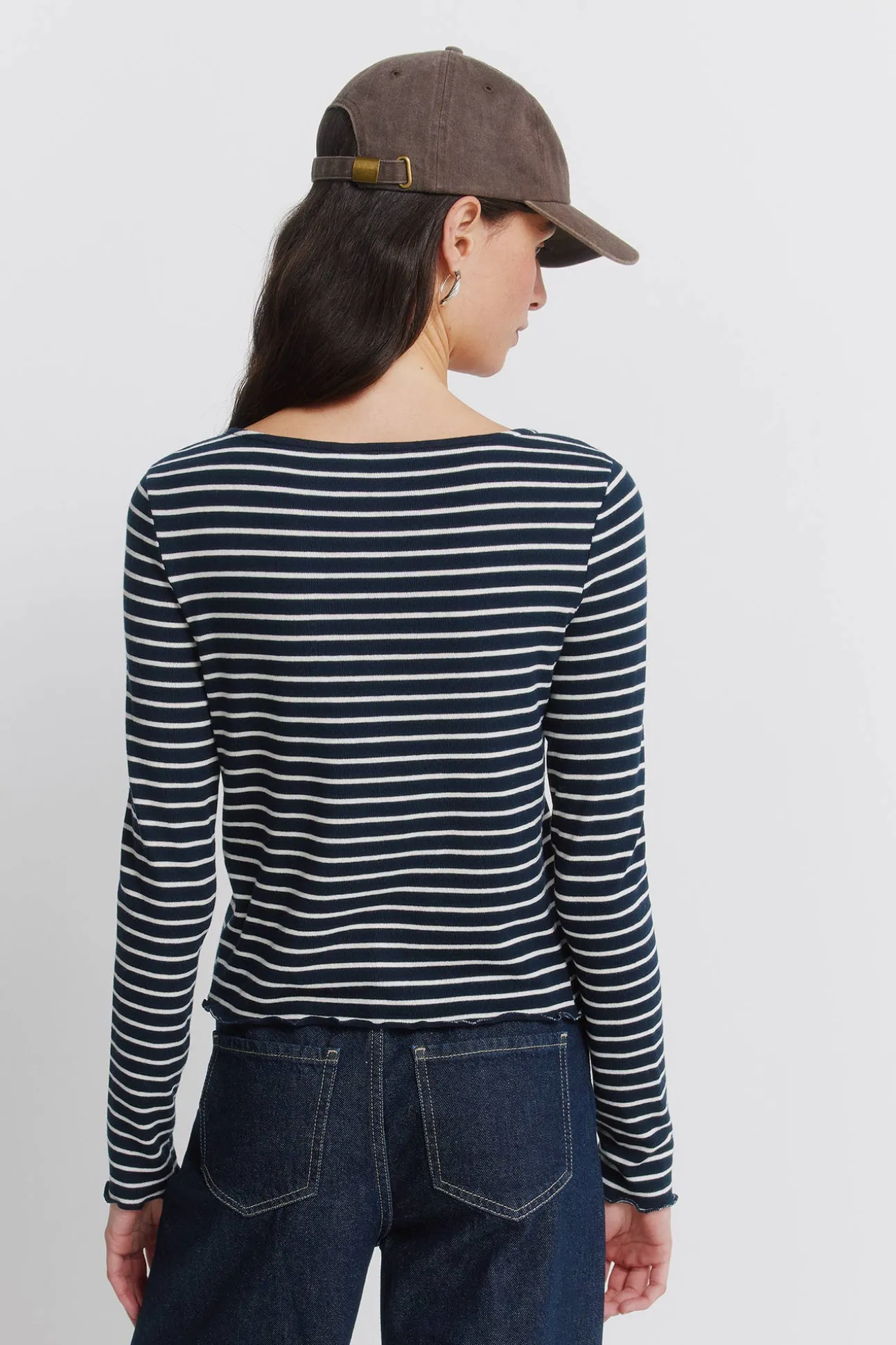 T-shirt à rayures avec boutons
