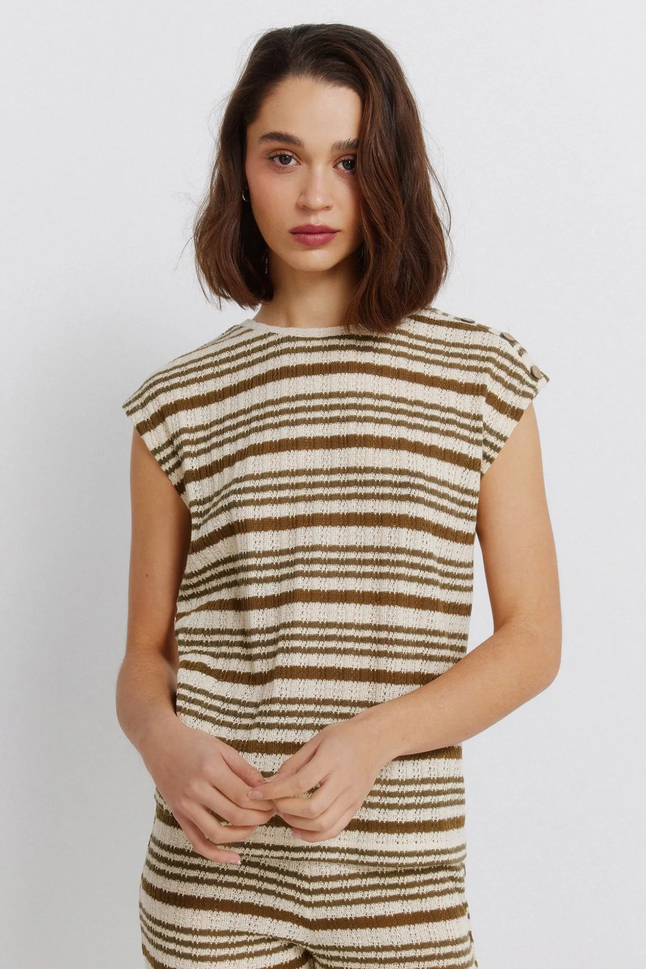 T-shirt à rayures en maille