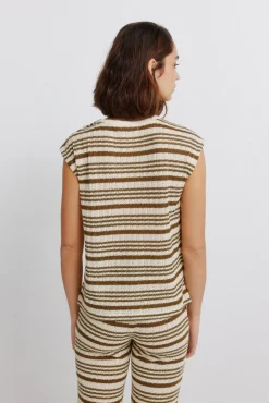 T-shirt à rayures en maille
